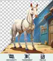 PSD psd picture 3d racehorse trainer cartoon grooming a champion stallion