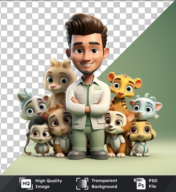 PSD psd picture 3d zookeeper cartoon caring for adorable baby animals photo 16