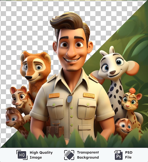 PSD psd picture 3d zookeeper cartoon caring for exotic animals photo 16