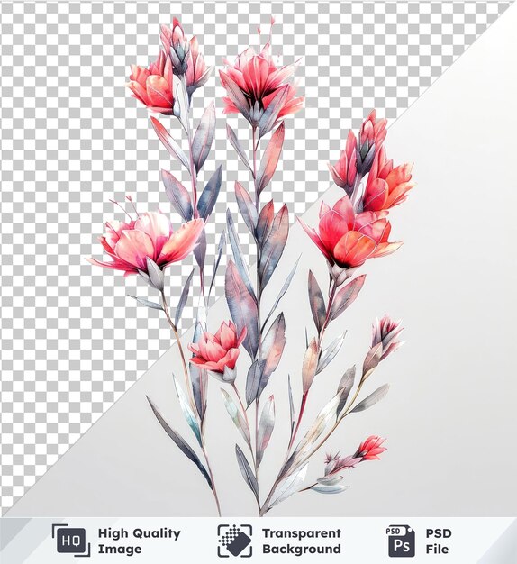 PSD psd picture beautiful watercolor kangaroo paw flowers clipart and leaves watercolor floral elements