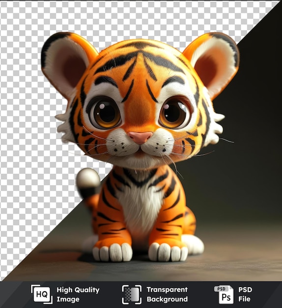 PSD psd picture of cartobaby tiger art illustration on table