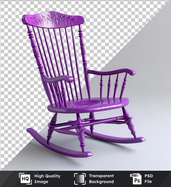 PSD psd picture clipped a purple rocking chair with a purple armrest against a gray and white wall