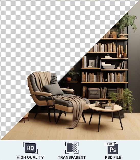 PSD psd-картина пользовательская домашняя библиотека и набор для чтения