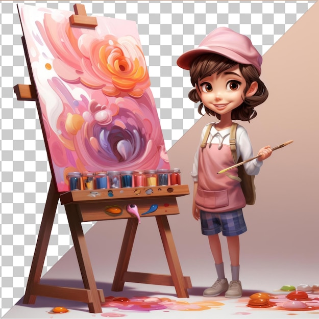 PSD psd picture d painter cartoon creating a masterpiece on a canvas photo 38