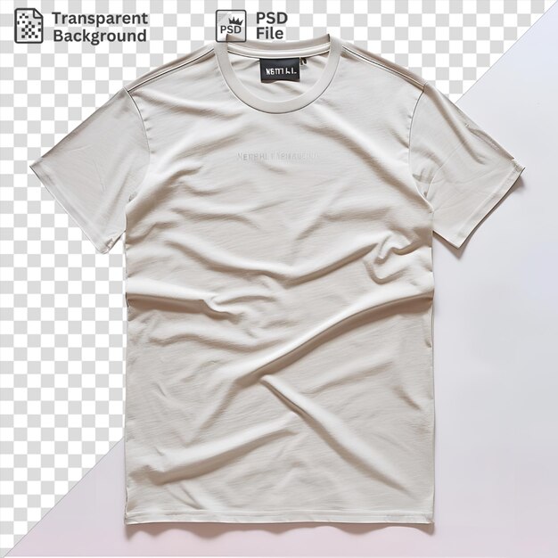 Psd изображение переднего вида захватить премиальную футболку бежевого хлопкового материала тканевой этикетки