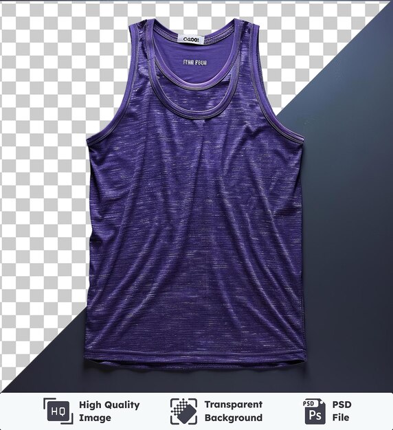 PSD psd picture front view capture a tank top purple cotton material fabric label