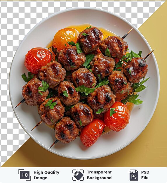 PSD foto di polpette di kofte su un piatto bianco