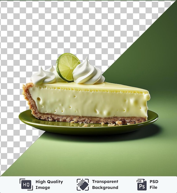 PSD psd picture luscious slice of key lime pie on a green plate