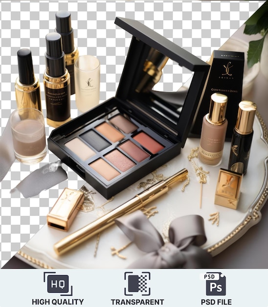 PSD psd picture luxury bridal makeup and beauty products set up on a table