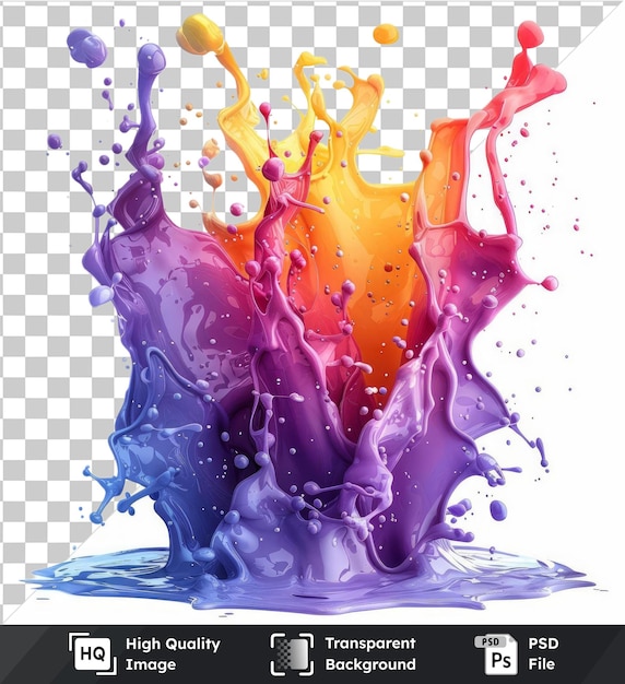 Psd picture neon ink splashes vector symbol vibrant shock of color in the air