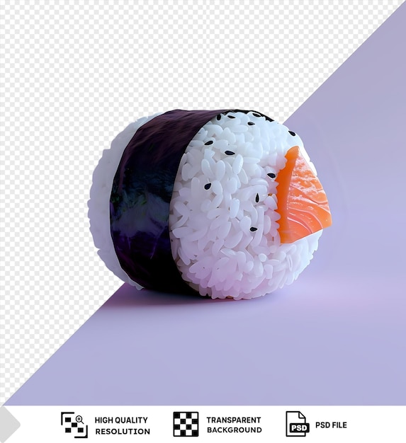PSD psd picture onigiri with an orange slice on a purple background png