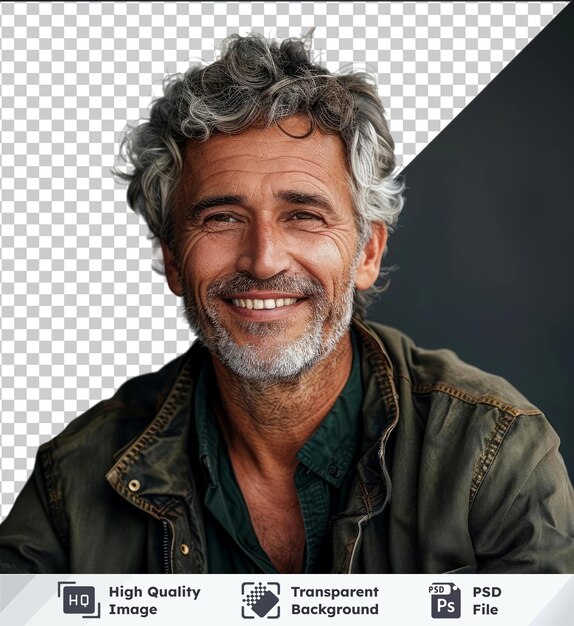 PSD psd picture portrait of happy casual older man smiling mid adult mature age guy with gray hair copy space for text