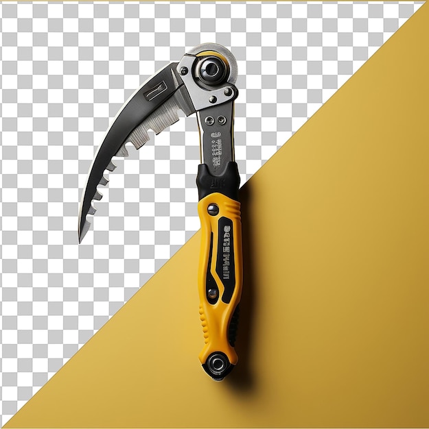 Psd picture realistic photographic alpinist _ s ice axe like tool on a yellow background