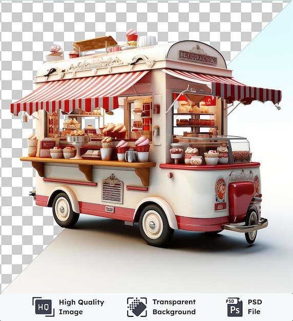 PSD immagine psd fotografica realistica venditore di gelati_carro di gelati