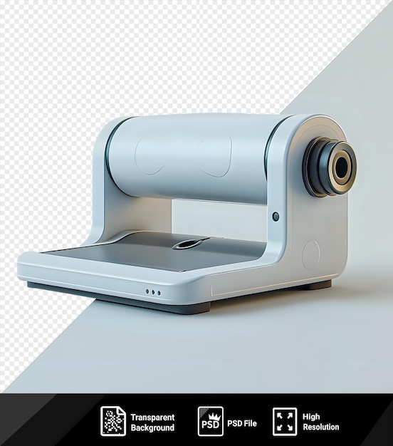 PSD dispensatore di nastro psd su uno sfondo trasparente accanto a una fotocamera bianca e argento png psd