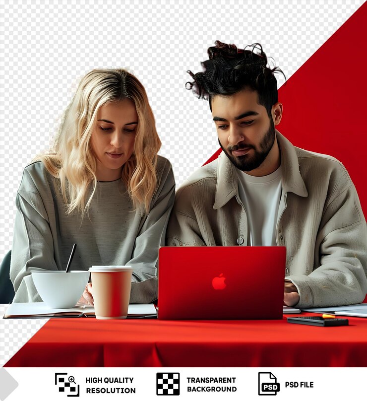 PSD psd picture two office workers focused on their work one with a black beard and curly black hair