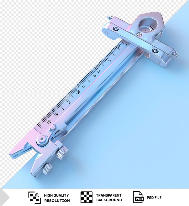 PSD psd picture vernier caliper mockup on a blue background png psd
