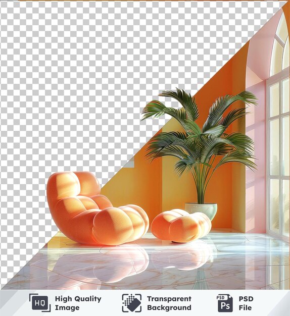 PSD psd picture of xouba39s living room with vibrant colors and green plant on shiny floor