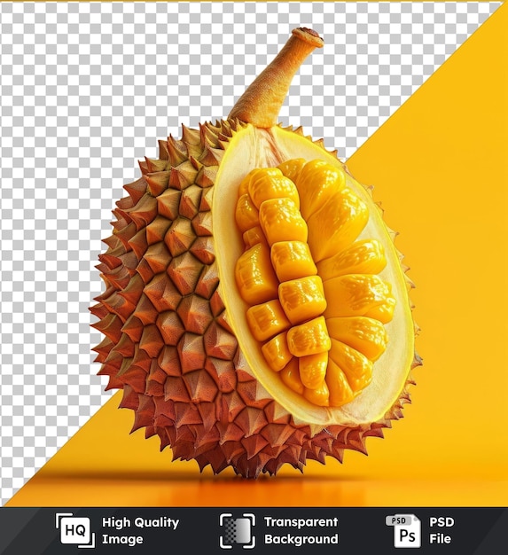 PSD psd picture yellow jackfruit on a yellow background