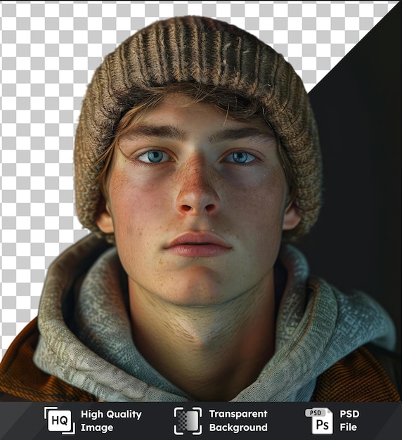 Psd picture young man head avatar character wearing a hat