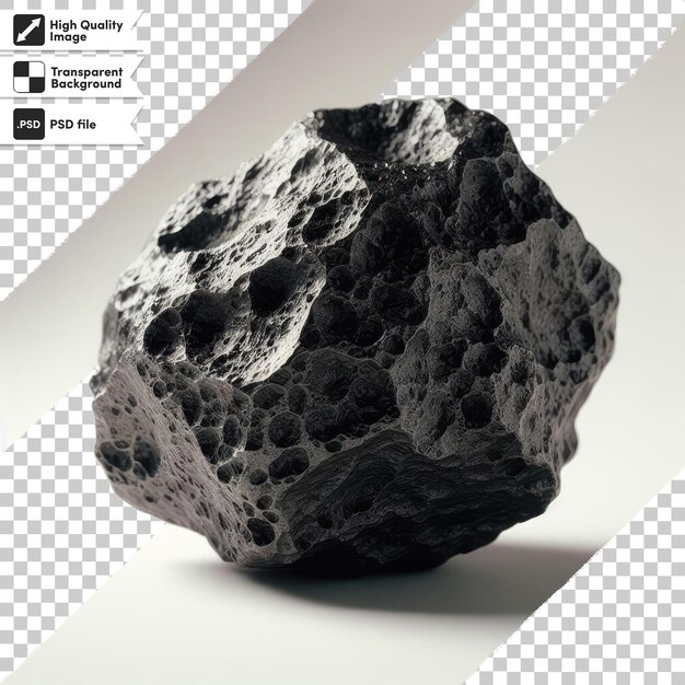 PSD psd piece of black meteorite on transparent background with editable mask layer