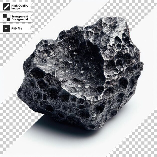 Psd piece of black meteorite on transparent background with editable mask layer