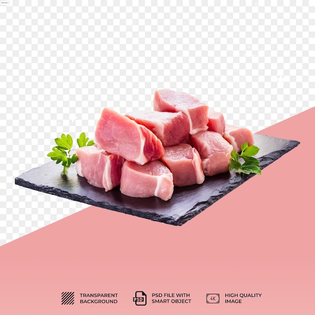 PSD psd pieces of raw sirloin meat isolated on transparent background