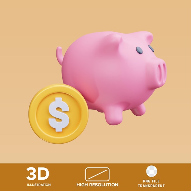 psd piggy bank save 3d illustration
