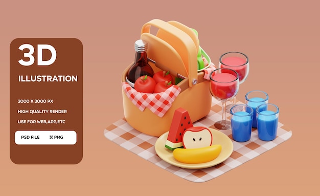 PSD piknik jedzenie 3D Ilustracja