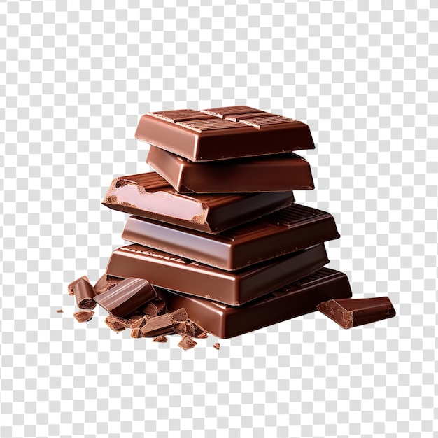 Psd pila di pezzi di cioccolato isolati