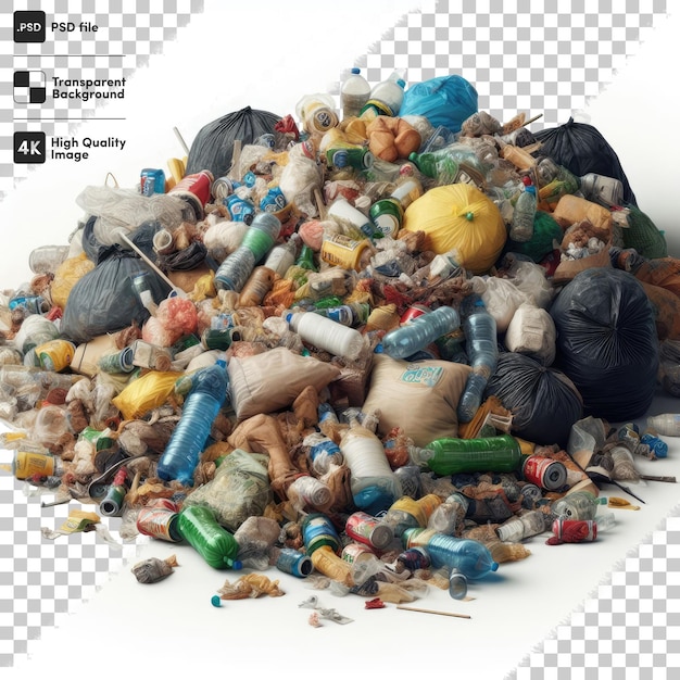 Psd pile of garbage bags on a transparent background