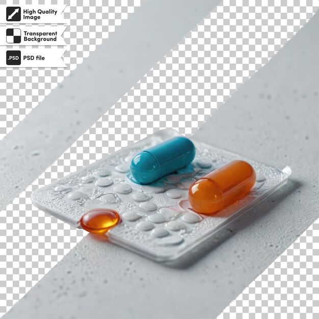 PSD psd pills and capsules on transparent background with editable mask layer