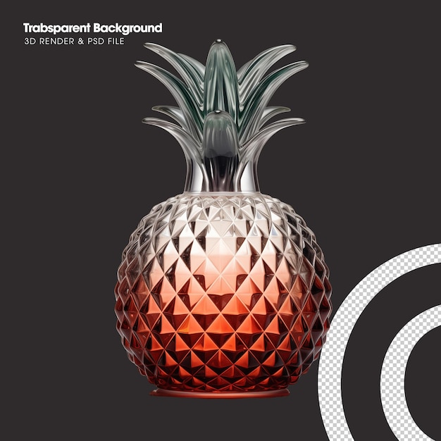 Psd a pineapple is made of red glass on a transparent background