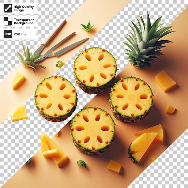 Psd pineapple slice on transparent background