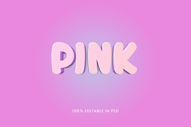 psd pink 3d font effect bold style
