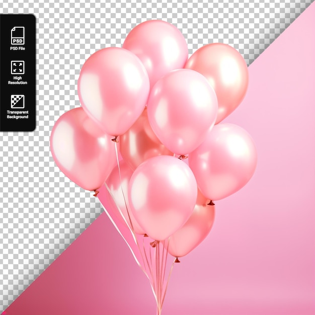 PSD psd pink balloons isolated on transparent background