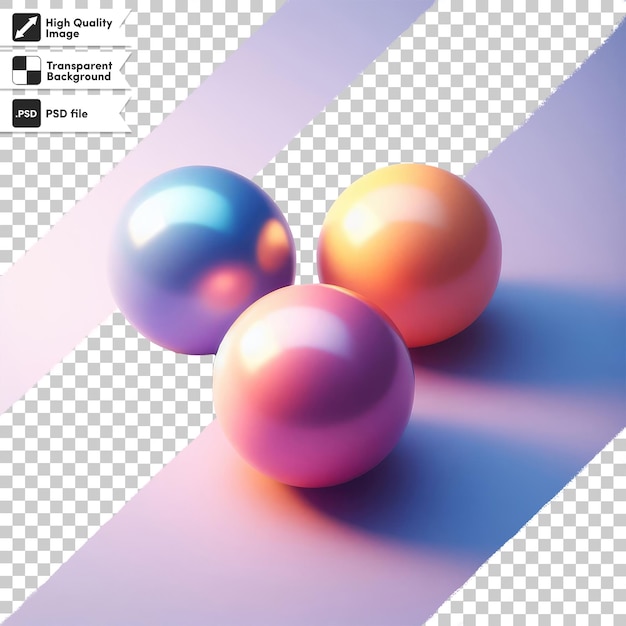 Psd pink and blue colorful spheres on transparent background
