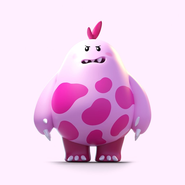 PSD psd a pink cute alien character is angrying