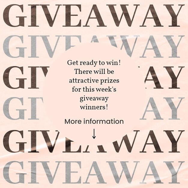 PSD psd pink give away typography achtergrondontwerpconcept voor sociale media sjabloon en instagram-post