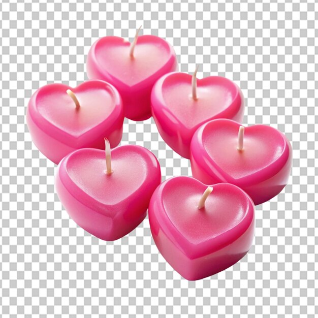 PSD psd of a pink heart candles on transparent background