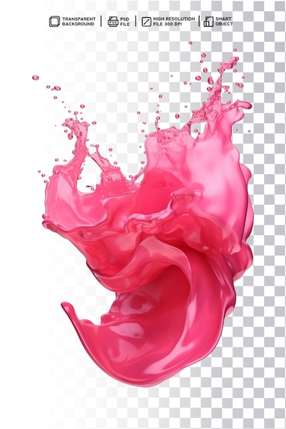 PSD psd pink liquid splash floating on transparent background