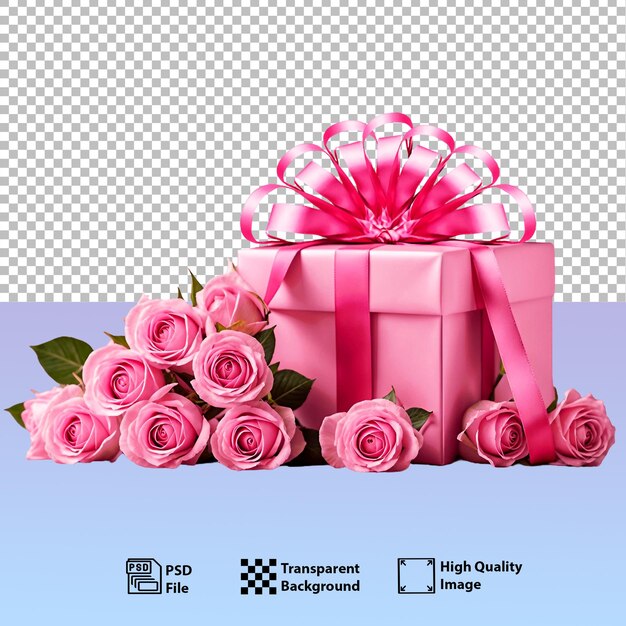 PSD psd pink paper gift box is tied with pink ribbon with a beautiful big bow generative ai