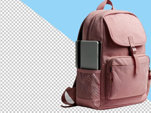 Psd of a pink school bag on transparent background