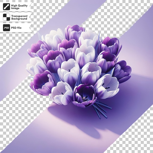 Psd pink and white tulips on transparent background