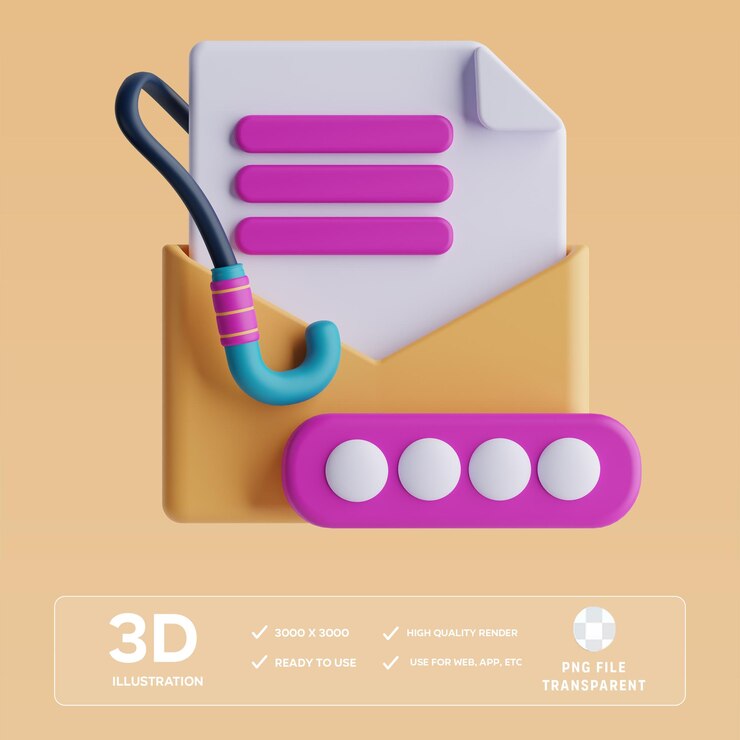 PSD psd pishing mail 3d illustration