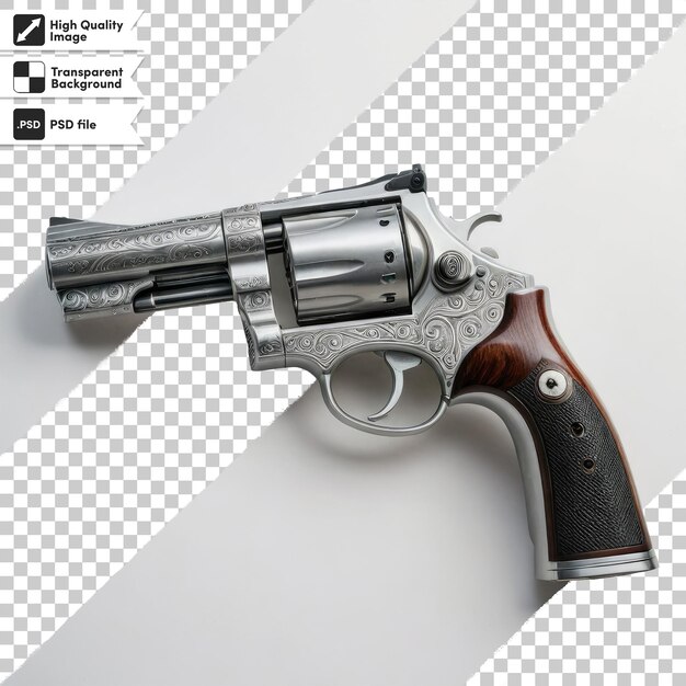 PSD psd pistol gun and bullets on transparent background with editable mask layer