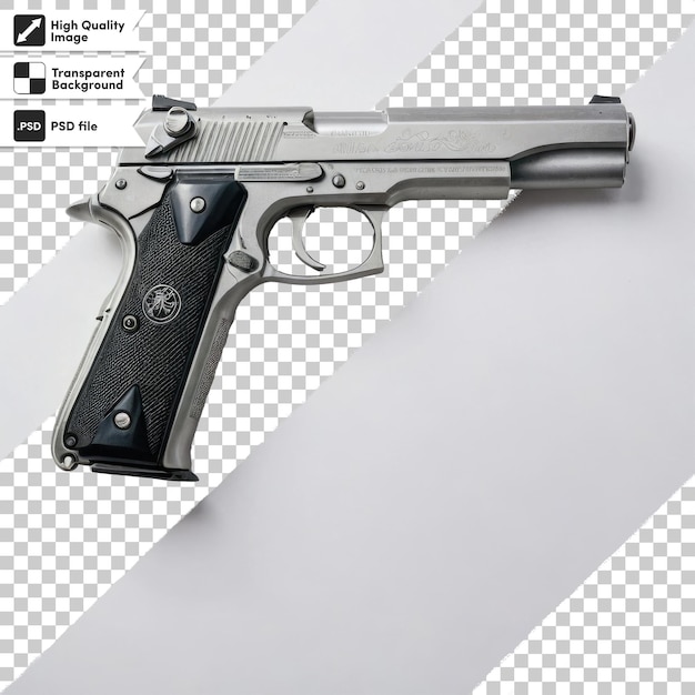 Psd pistol gun and bullets on transparent background with editable mask layer