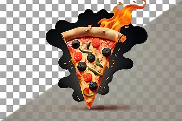 PSD psd pizza slice on fire sullo sfondo isolato