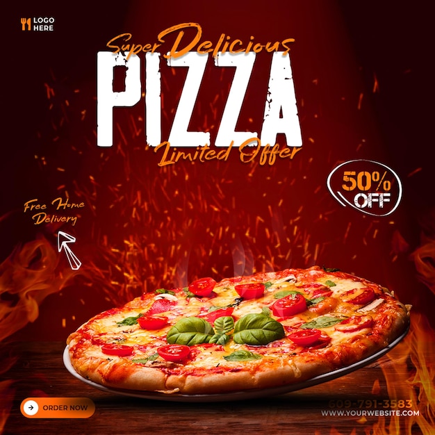 Psd pizza social media template