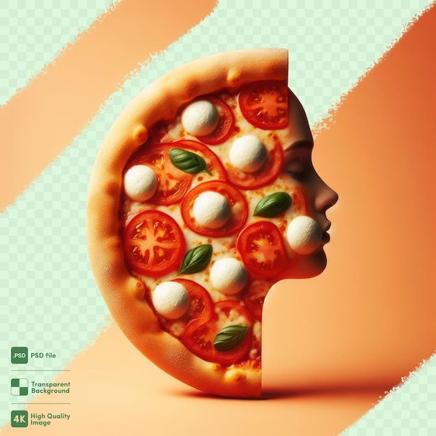 PSD Пицца с салами и помидорами с прозрачным фоном